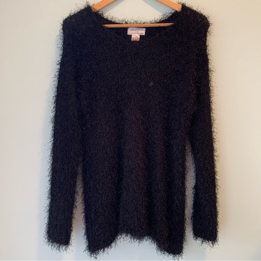 🏷️ MSSP Black Eyelash Long Sleeve Sweater Large L